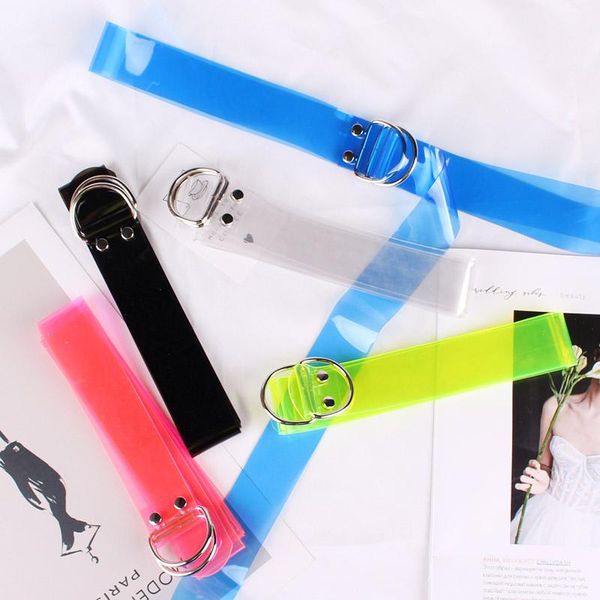 

transparent plastic woman belt fashion laser personality, Black;brown