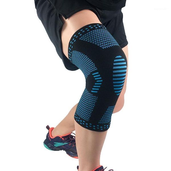 

basketball fitness squat meniscus joint knee support high elastic memory fabric woven sports knee pads 31, Black;gray