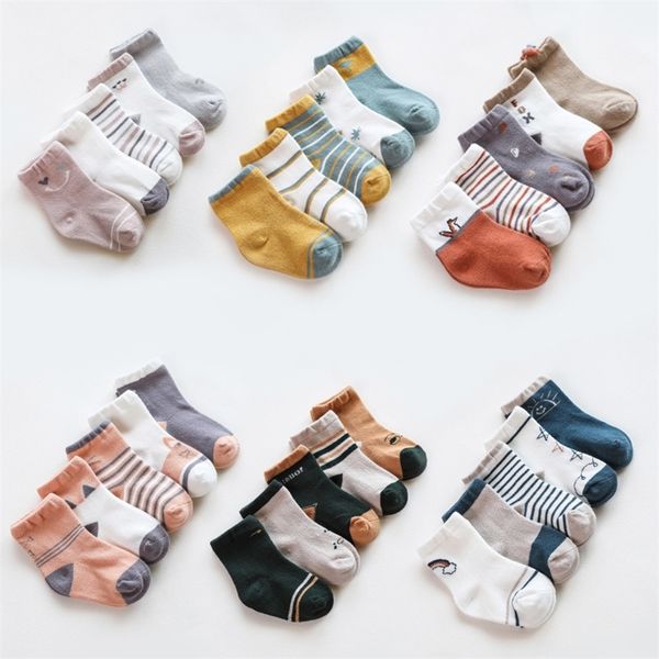 

5 pairs kids cotton socks winter girls boys toddler cartoon sock newborn infant baby children fox animal warm school socks 201112, Pink;yellow