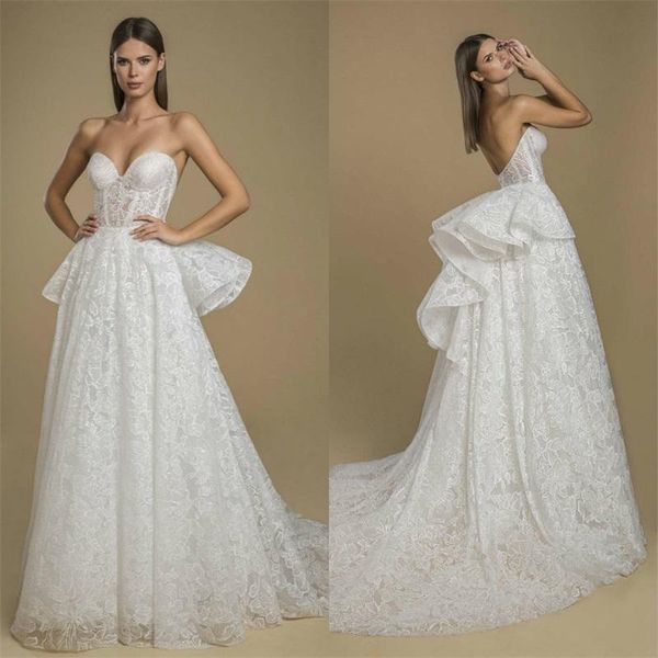 

country style full lace a line wedding dresses sweetheart appliqued bridal gowns tiered tulle sweep train wedding dress robes de mariée, White