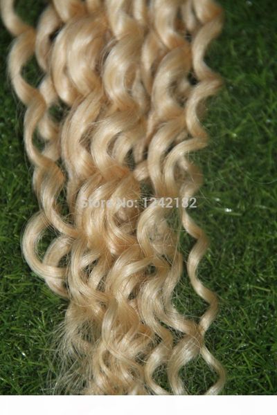 

selling bleach blonde fusion human remy hair extensions 100g keratin thick i tip hair brazilian loose wave hair strands, Black