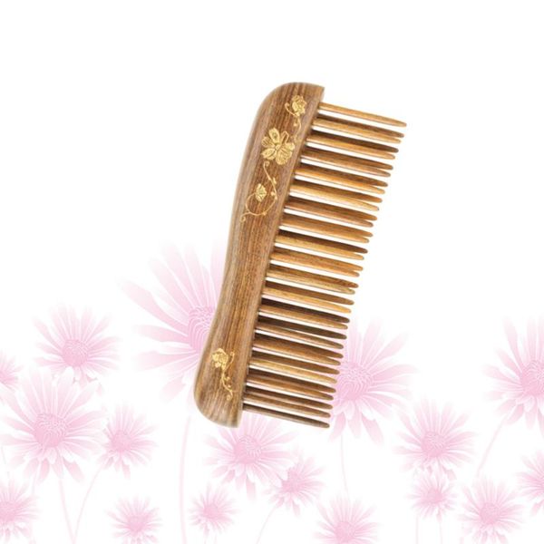 

natural verawood hair comb flower carving comb double-row teethed anti-static hairdressing accessories, Silver