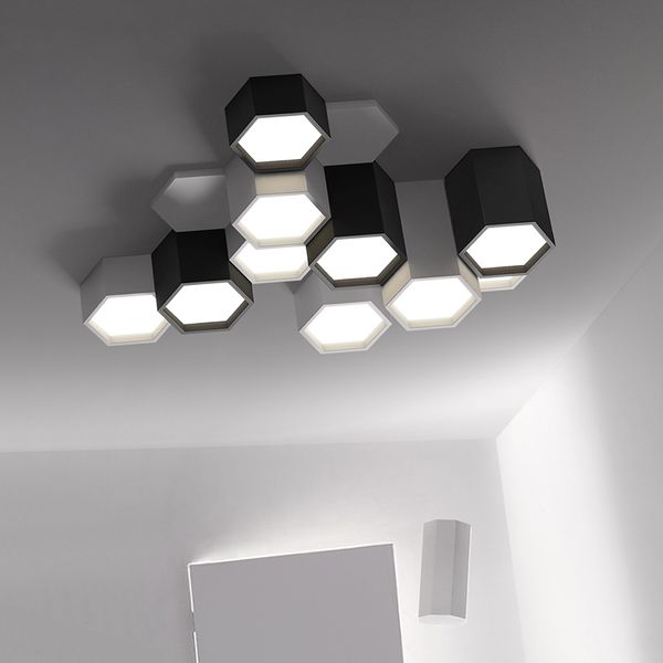 

2021 new modern design ceiling lamp kitchen led black room combination geometry luminaire 6yh1
