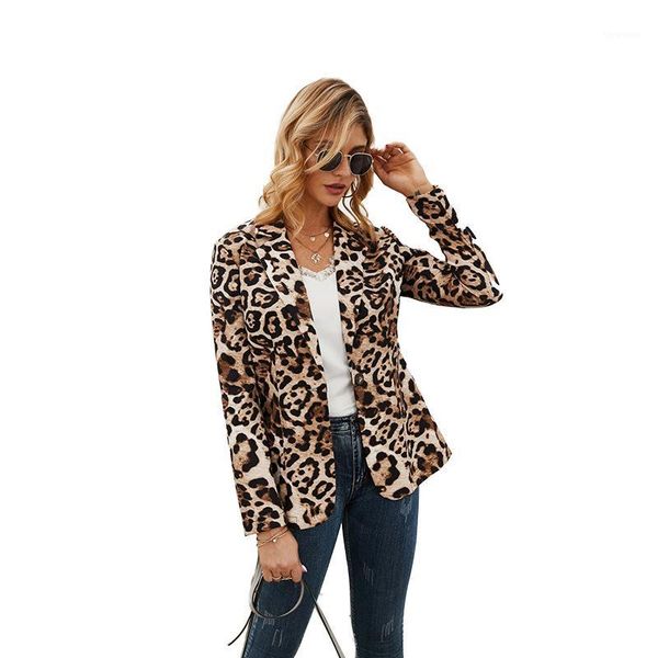 

office lady work coat single button women clothing 2020 women fashion notched blazer jacket leopard print suit spring outerwear1, White;black