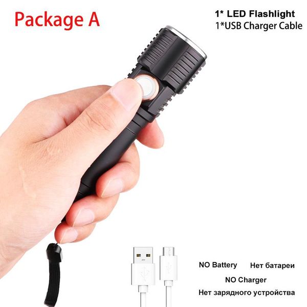 

ezk20 dropshipping t6 светодиодный фонарик телескопический зум usb зарядки сенсорный коммутатор портативные фонарики 3 режима водонепроницае