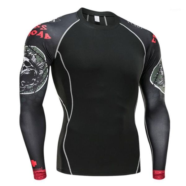 

sport t shirts men rashgard running shirt men gym training sportswear tshirt workout fitness compression shirt1, Black;blue