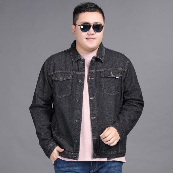 

2020 new classic denim jacket men brand clothing cotton casual men jean jacket dark blue solid coat male plus size 8xl 7xl 6xl, Black;brown