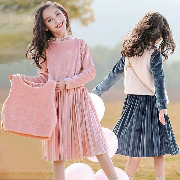 

piece new plush two girls' autumn drs winter children's princs skirt foreign sle little girl fbmqp1se, Red;yellow