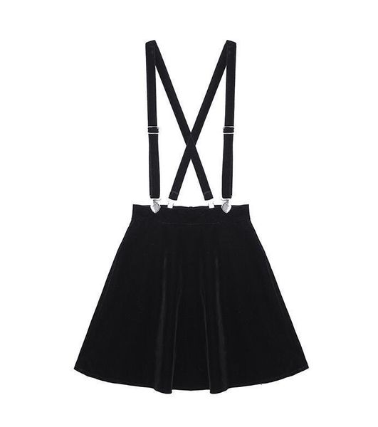 

2018 spring autumn winter college new wild strap skirt, Black