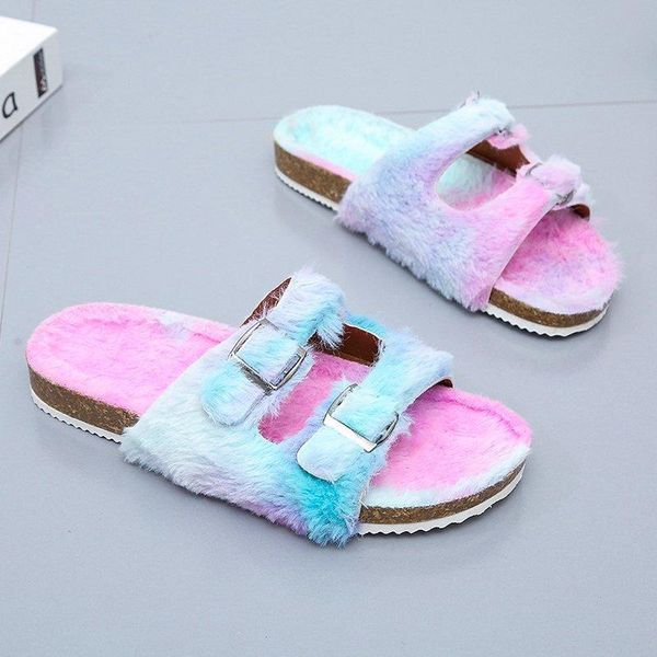 

winter house slippers for women indoor female slipper warm furry plush soft designer slides house girl new arrival fuzzy sandals, Black