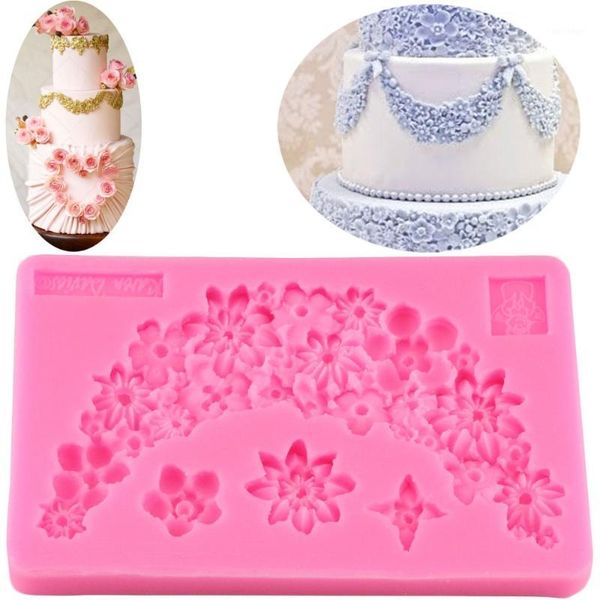 

cake tools flower garland border silicone molds wedding decoration fondant mold cupcake decrating candy chocolate gumpaste mould1