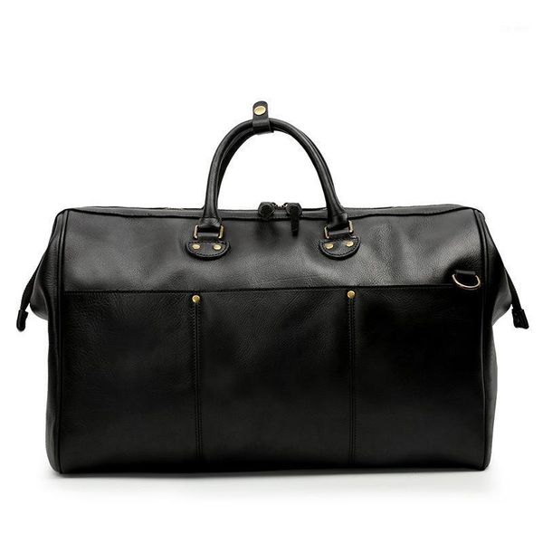 

duffel bags genuine leather men business travel totes large capacity duffle