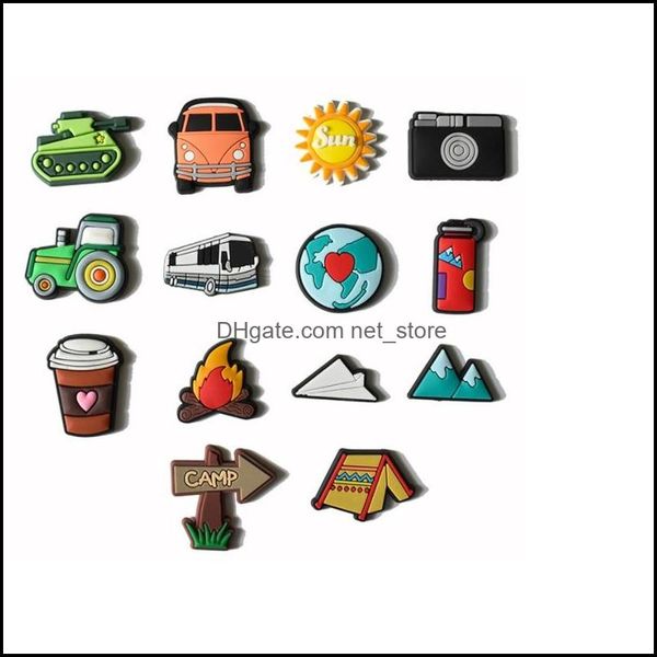 

new boys girls cute cartoon pvc shoe charms buckles action figure fit bracelets croc jibz accessories kids gift drop delivery 2021 parts s, White;pink