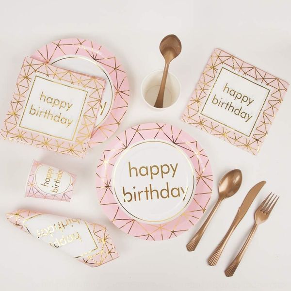 

otvvv gilded children's happy party set disposable eko0 decorative tissue knives forks spoons paper towels and paper tissue decorations