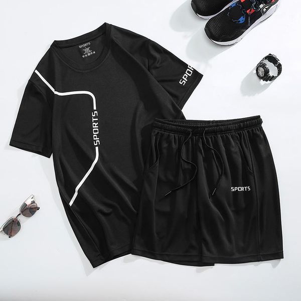 

mens sports suit breathable jersey set sportswear running jogging gym wear sportsman fitness workout clothes soccer gether 5xl1, Gray