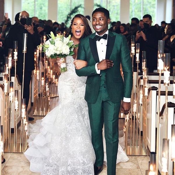 

hunter green men's suit for wedding notched lapel groom tuxedos 3 pieces costume homme male wedding party formal wear man prom dinner b, Black;gray