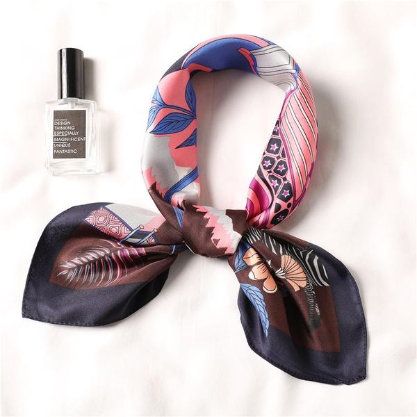

designer print silk square scarf for women neck shawls wraps hair band foulard lady head accessories kerchief 2020 spring new jlloxx, Blue;gray