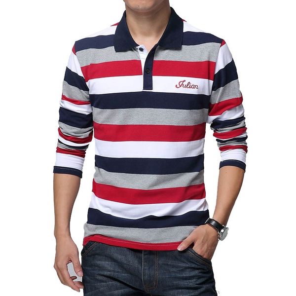 

2020 sleeve long striped cotton pattern letters print casual male polo shirt fine fit t plus size 4xl 5xl pkck, White;black