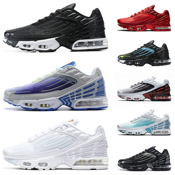 

mens womens tn plus 3 running shoes obsidian tuned air max airmax laser blue triple black all white sports trainers sneakers, White;red