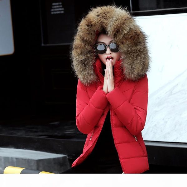 

fake fur collar parka down cotton jacket 2018 winter jacket women thick snow wear coat lady clothing female jackets parkas s18101501, Black