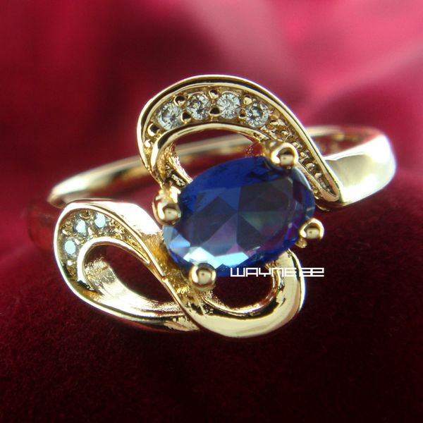 

size 8 18k gold gp ring sapphire engagement jewelry (r234, Silver
