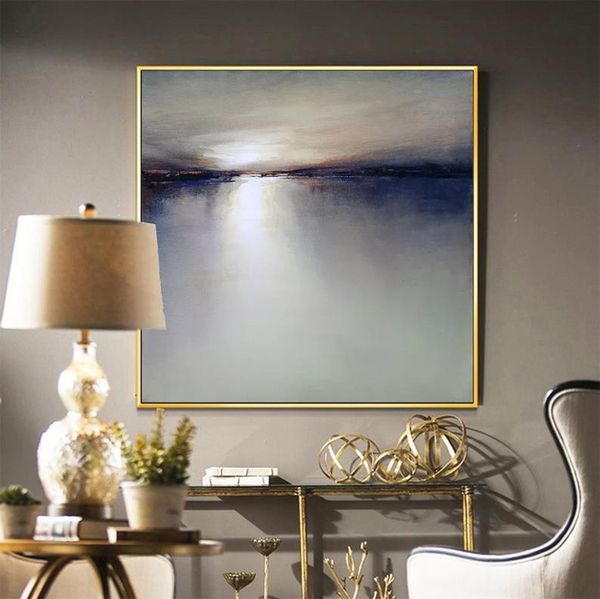 

paintings large landscape painting canvas sunrise sky abstract oversize wall art blue sea seascape