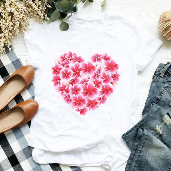 

women lady camisas korean style floral flower fashion print ladies t tee womens shirt clothes tshirt female graphic t-shirt, White