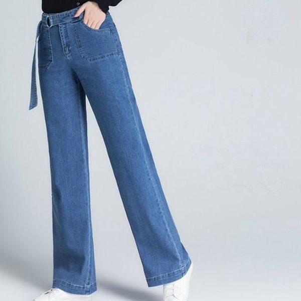 

jeans for women harajuku denim harem pants high waist ladies wide leg blue jeans pants korean style all-match full-length f80