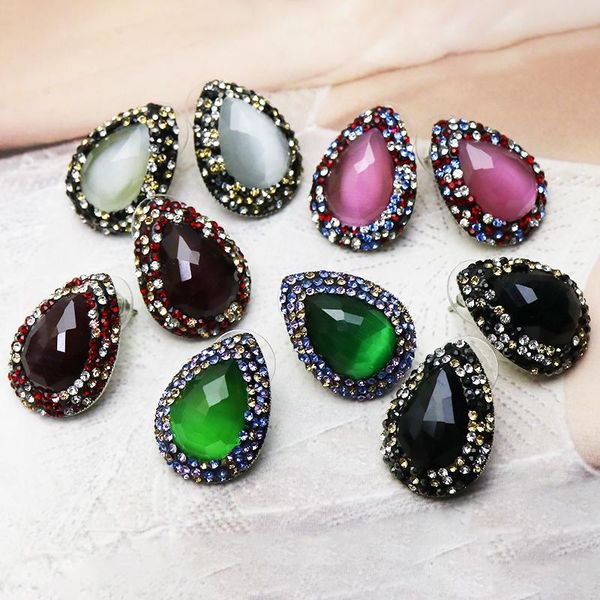 

stud 4 pairs stone earrings crystal fashion jewelry for women 9762, Golden;silver