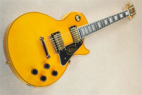 

flyoung lp electric guitar ebony fingerboard silk wrapped gold accessories dark opaque yellow