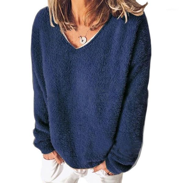 

autumn women sweater v neck solid color long sleeve loose fashion soft warm ladies clothing pullover1, White;black