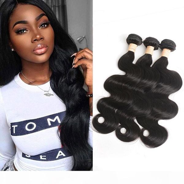 

malaysian virgin hair mink 3 bundles human hair wefts body wave 3 pieces lot 8-30inch natural color, Black