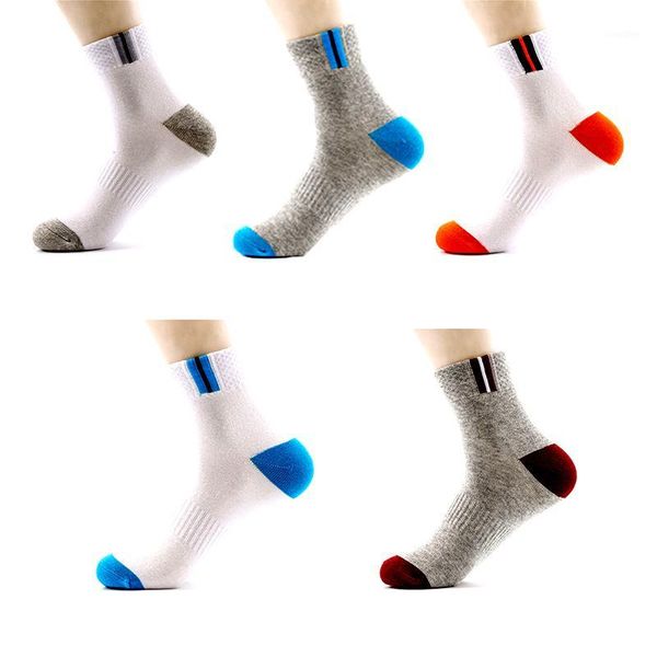 

men's socks stripe business socks in cotton sweat absorbing sports running climbing exploded in autumn and winter1, Black