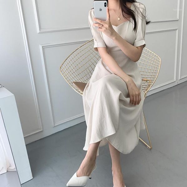 

hzirip elegant style women summer dress solid short sleeve female long dresses 2020 new slim fit work wear dress vestidos1, Black;gray