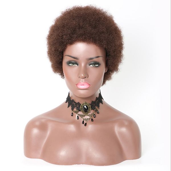 Afro verworrene lockige synthetische braune Perücke Simulation menschliches Haar Perruques de cheveux humains pelucas Perücken für schwarze Frauen JS5881