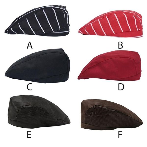 

mens womens chef hat pastry baker kitchen cook coffee shop duckbill beret cap, Blue;gray