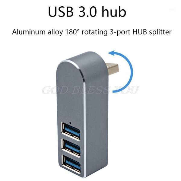 

aluminum alloy mini 3 port usb 3.0 hub rotary usb splitter adapter for pc lapdrop shipping1