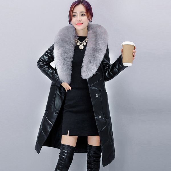 

2021 new heat down thick winter coats women's leather jacket wxf205 rl3g, Black