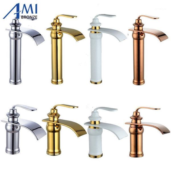 

bathroom sink faucets ly basin brass mixer tap cold golden polished faucet waterfall faucet1
