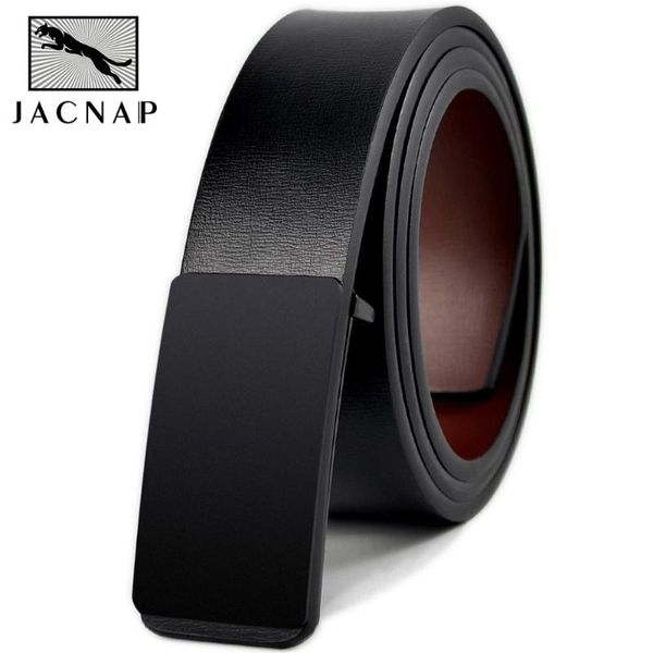 

jacnaip genuine leather belt for men strap male smooth buckle vintage jeans cowboy casual designer brand belt,luxury men belts, Black;brown