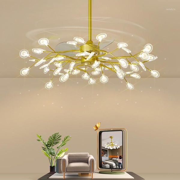 

electric fans nordic personalized fan lamp creative living room chandelier modern simple firefly branch led dining bedroom lighting1