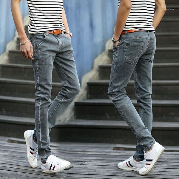 

2020 men's spring of youth cultivate one's morality in the gray waist jeans trousers tidal stretch feet pants1, Blue