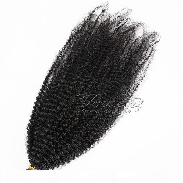 

vmae indian malaysian 1g strand 100g natural color afro kinky curly pre bonded keratin stick i tip raw virgin remy human hair extensions, Black