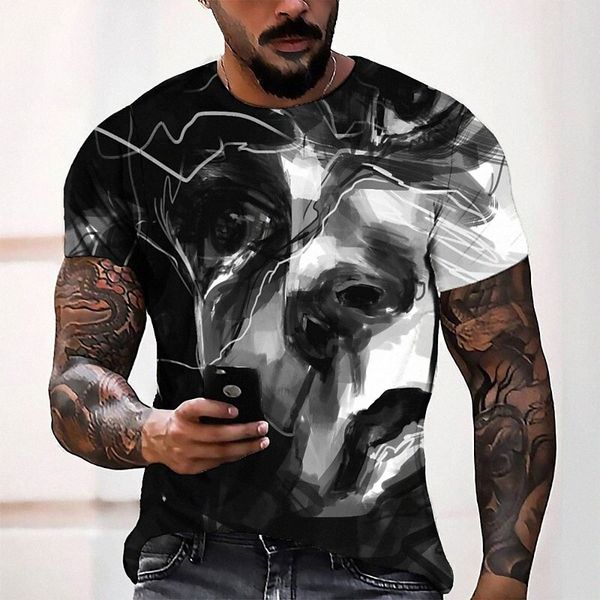 

men's tee t shirt 3d print graphic round neck casual daily 3d print short sleeve fashion designer cool comfortable black e1ye#, White;black