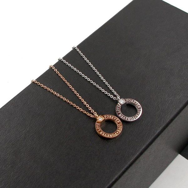 

pendant necklaces martick gold layering round circle necklace forever love alfabet for woman party jewelry never fade p174, Silver