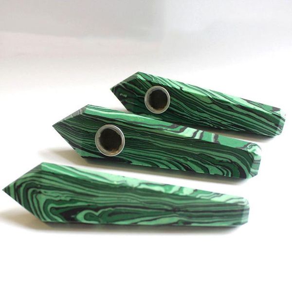 

wholesale 1pc natural malachite quartz crystal pipe tobacco stick cigarette healing whole qyldfz, Black