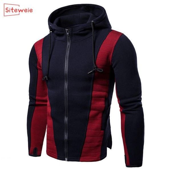 

siteweie mens sweatshirts fleece thick fashion men zipper hoodies sportswear tracksuits slim oversized jackets men clothing g560, Black