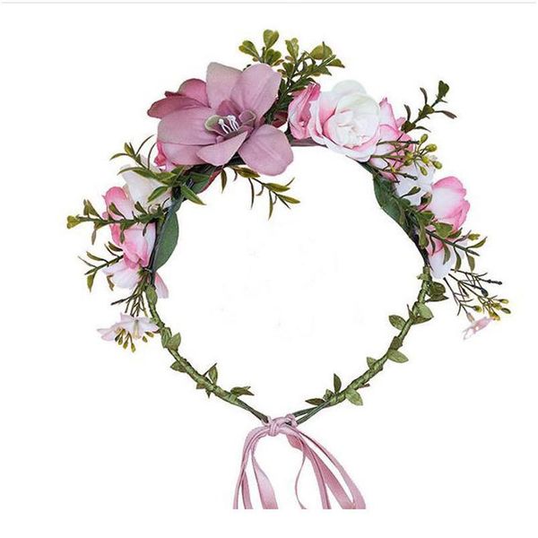 

rose flower wreath crowns festival headband women hair accessories headdress girl floral garlands wedding party floral qylgzh