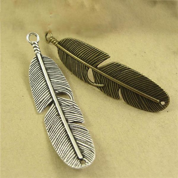 

10pcs 14x57mm feather bracelet necklace connector gold bronze pendant charms for diy jewelry making handmade crafts accessories h jllsgk