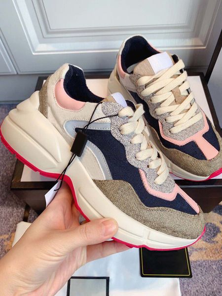 

rhyton 620185 99wf0 4371 beige womens trainers vintage luxury chaussures ladies shoes designer sneakers 35-40, Black